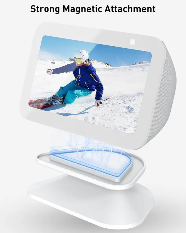 Alt view image 6 of 7 - Stand for Echo Show 5 (3rd Gen), Adjustable Tilt Swivel Stand Anti-Slip Base Strong Magnetic Compatible with 2023 Release Show 5 Smart Speaker- White