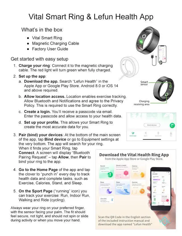 Alt view image 6 of 7 - Vital Health Smart Ring for Women Rings for Men Fitness, Black, Size 6 | Fitness Tracker Ring with Sleep Monitor, Heart Rate & Activity Tracking, App Connected for Women and Men, Black Size 6