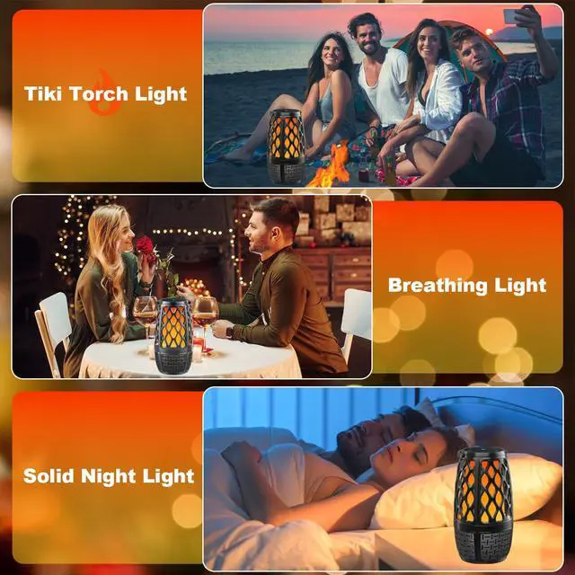 Alt view image 4 of 7 - Upgraded Outdoor Bluetooth Speakers with Lights, IPX6 Waterproof Flame Atmosphere Outdoor Speaker, Auto-Pairing Multi-Sync up to 100 Speakers, Cool Tech Gadget Gifts for Men Women, Patio Garden Party