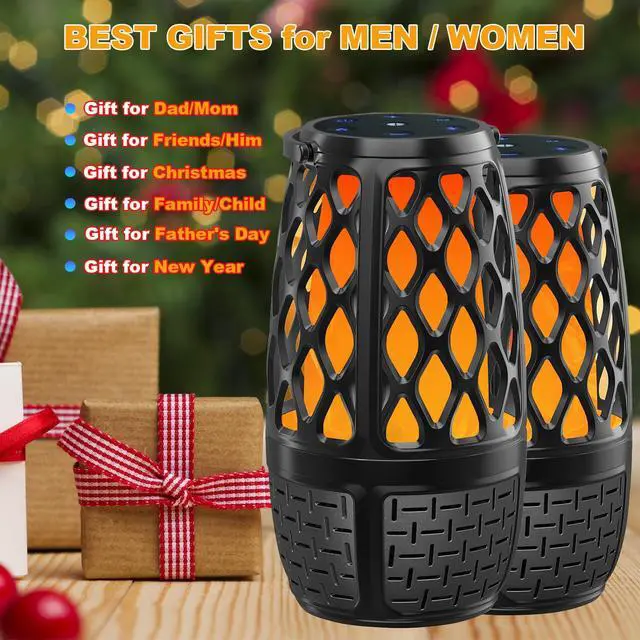Alt view image 6 of 7 - Upgraded Outdoor Bluetooth Speakers with Lights, IPX6 Waterproof Flame Atmosphere Outdoor Speaker, Auto-Pairing Multi-Sync up to 100 Speakers, Cool Tech Gadget Gifts for Men Women, Patio Garden Party