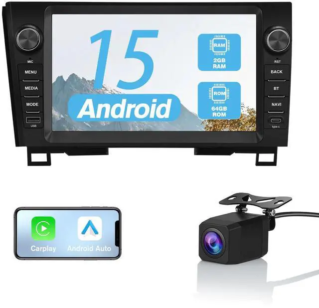 Main image of Android 15 Car Radio for Toyota Tundra 2007-2013 Sequoia 2008-2018, 9 Inch Touch Screen Car Stereo Wireless CarPlay GPS Navigation WiFi BT FM Mirror Link SWC with Reverse Camera 2+64GB