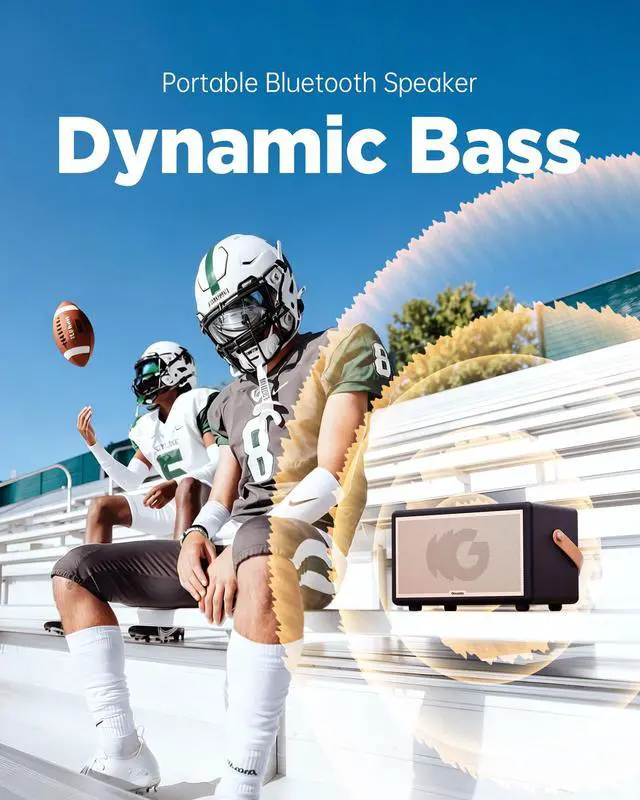 Alt view image 6 of 7 - Portable Bluetooth Speaker, 150W Peak Power Home Speaker with 56H Playtime | Leather-Inspired Design, Adjustable Bass & Treble, Bluetooth 5.4, Carrying Strap for Home, Outdoor, Camping & Parties