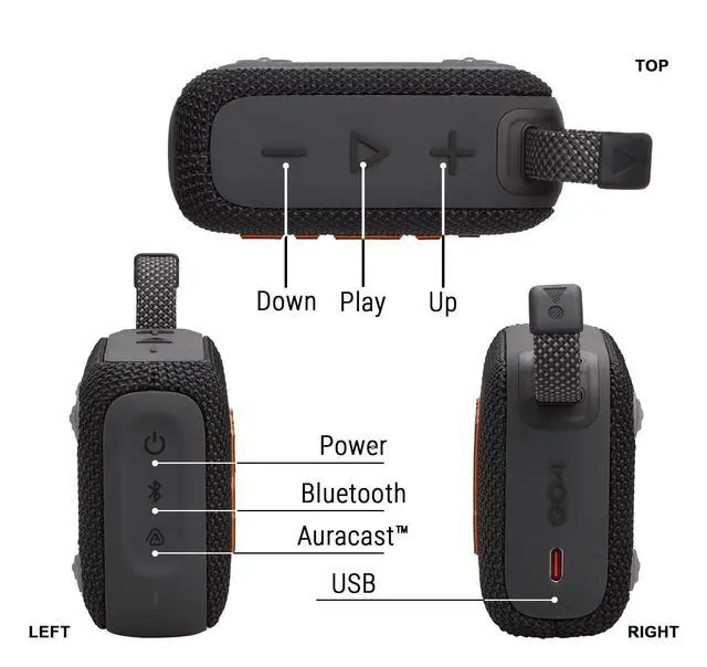 Alt view image 5 of 7 - GO 4 Portable Bluetooth Speaker & divvi GO Protective Hardshell Case - Black