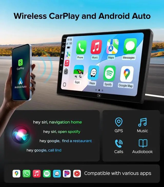 Alt view image 4 of 7 - QLED Car Stereo for Toyota Corolla 2008-2013 Wireless CarPlay Auto | 2-Sec Fast Boot Linux QLED, 1080P Backup Camera Included, Retain SWC, Plug & Play Dash Upgrade for Safe Daily Commute