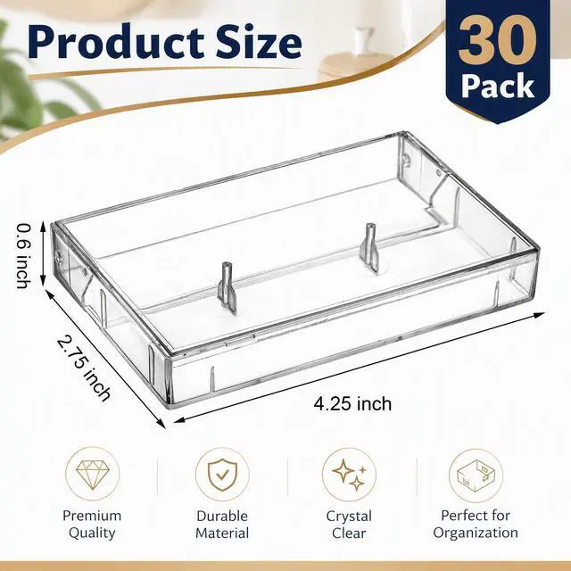 Alt view image 2 of 6 - 30 Pack Cassette Tape Cases, Clear Plastic Storage Cases, Perfect for Audio Cassette Tape Organization, 4.25" L x 2.75" W x 0.6" H
