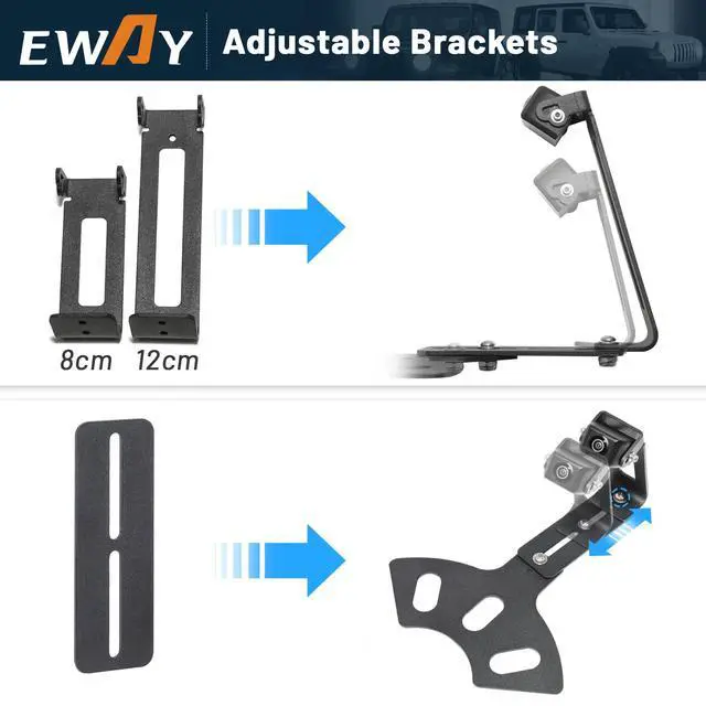 Alt view image 4 of 7 - Light 2.0 Spare Tire Reverse Backup Camera for Jeep Wrangler JK Compass Commander Patriot Liberty 2007-2018, Upgrade Ajustable Brackets for Flexible Angle, Hitch Camera with 90° Ajustable Angle