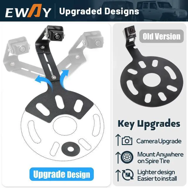 Alt view image 3 of 7 - Light 2.0 Spare Tire Reverse Backup Camera for Jeep Wrangler JK Compass Commander Patriot Liberty 2007-2018, Upgrade Ajustable Brackets for Flexible Angle, Hitch Camera with 90° Ajustable Angle
