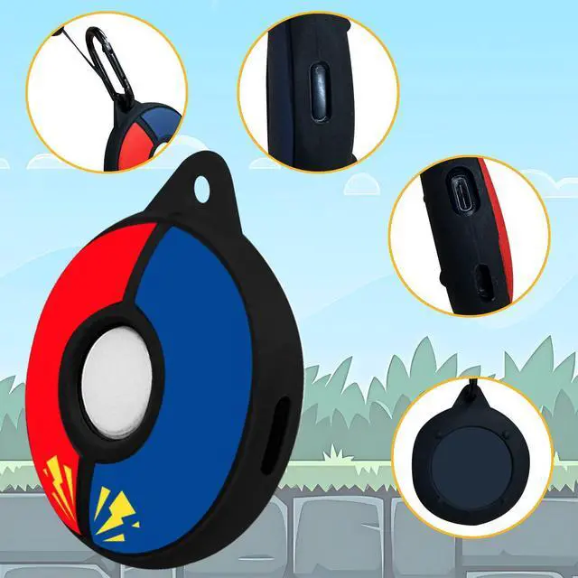 Alt view image 2 of 5 - Silicone Protective Case for Poke GO Plus + (2023) with Keychain & Wrist Strap, Soft Skin Cover Shell - Black