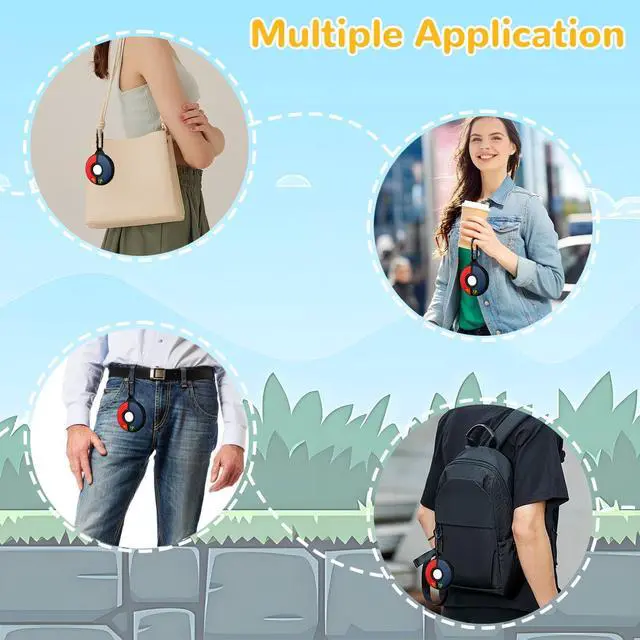 Alt view image 5 of 5 - Silicone Protective Case for Poke GO Plus + (2023) with Keychain & Wrist Strap, Soft Skin Cover Shell - Black