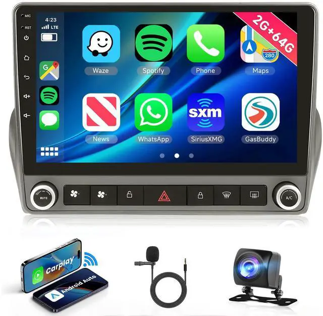 Main image of 2G+64G Android 13 Car Stereo for Chevrolet Camaro 2008-2015 with Wireless Carplay Android Auto, 9" Touch Screen Car Radio Support GPS/WiFi/Bluetooth/FM/Voice Control/SWC/Backup Camera