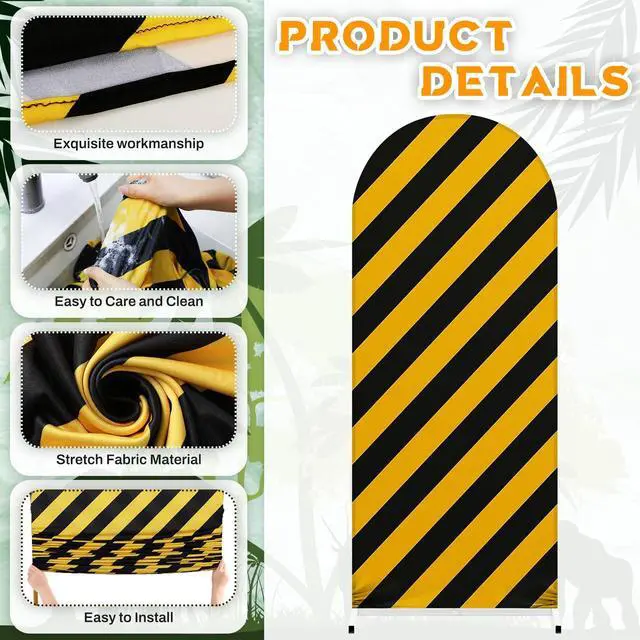 Alt view image 2 of 6 - Construction Birthday Party Arch Cover Set of 3 Construction Arch Backdrop Spandex Stretch Backdrop Stand Cover 4ft, 5ft, 6ft (Traffic Light)