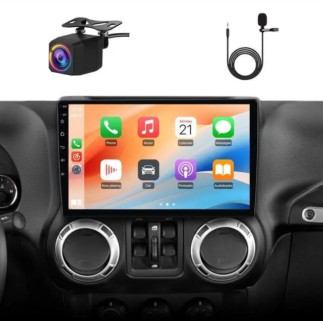 Main image of 4Core 64GB Car Radio Stereo with Backup Camera Android Auto CarPlay for Jeep Wrangler JK 2007-2018 Dodge Ram 1500 2500 2009-2012