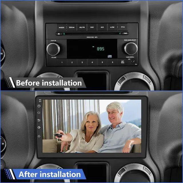 Alt view image 7 of 7 - 4Core 64GB Car Radio Stereo with Backup Camera Android Auto CarPlay for Jeep Wrangler JK 2007-2018 Dodge Ram 1500 2500 2009-2012