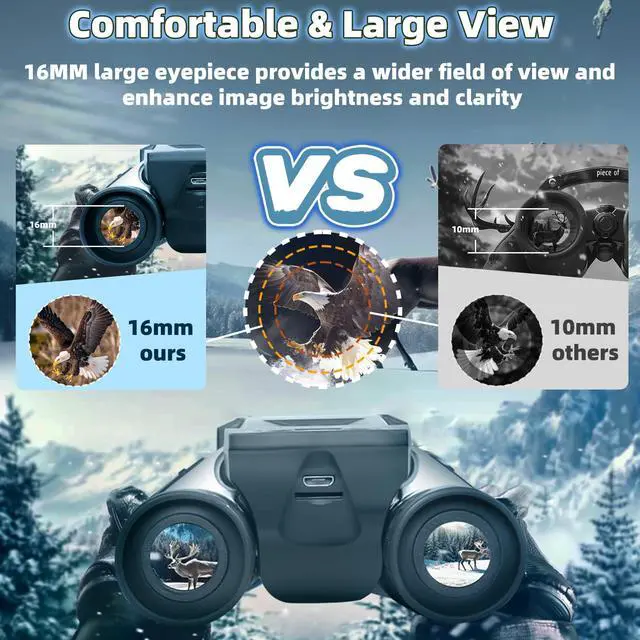 Alt view image 4 of 7 - 12x32 Binoculars for Adults, Digital Binoculars with Camera 48MP Photo 2.5K Video 2.4" LCD Display Screen with 32GB Micro SD Card for Bird Watching Hunting Football Concerts Theatre