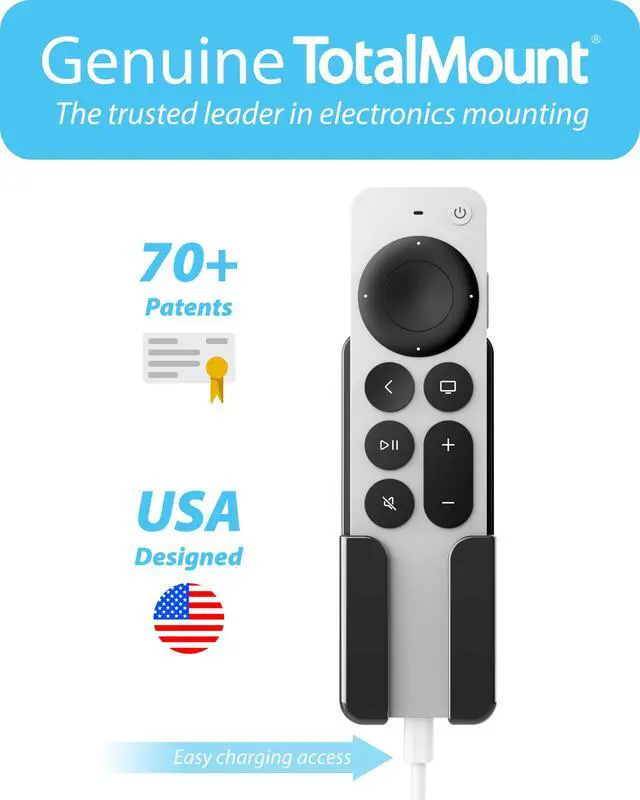 Alt view image 5 of 5 - Holder for Apple TV Remote (with Removable Adhesive Strip) | Prevents Wall Damage: Removable Adhesive Keeps Your Wall Safe Never Lose Your Apple TV Siri Remote Again (Designed in USA)