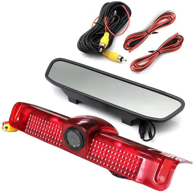 Main image of 3rd Third Brake Light Backup Camera w/4" Rear View Mirror Monitor Kit for Chevrolet Chevy Express/GMC Savana 2500 3500 2003-2019 3rd Brake Light Position Mounted