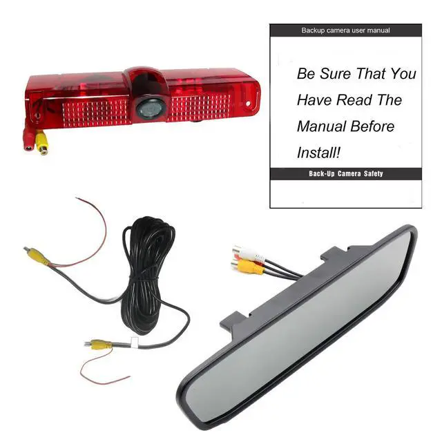 Alt view image 6 of 6 - 3rd Third Brake Light Backup Camera w/4" Rear View Mirror Monitor Kit for Chevrolet Chevy Express/GMC Savana 2500 3500 2003-2019 3rd Brake Light Position Mounted