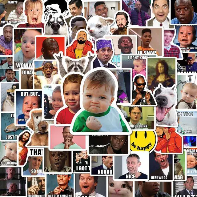 Main image of Funny Meme Stickers (200+pcs) Waterproof Vinyl Sarcastic Decals | High-Definition Print, Easy Tear & Peel, Great Value Multi-Pack, Fun for Sharing, Group Play for Laptop, Water Bottle, Phone