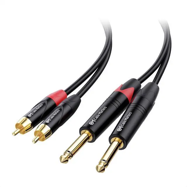 Main image of Dual 1/4 Inch TS to Dual RCA Cable, 6ft | 1/4 Inch to RCA Stereo Audio Interconnect Cable, for Audio Equipment