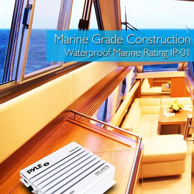 Alt view image 2 of 7 - 4-Channel Marine Amplifier - 400W Elite Hydra Series Water Resistant Amplifier with Dual MOSFET Power Supply, RCA Connectivity with Level Control, LED Indicator, Fuse Protection - PLMRA400.5