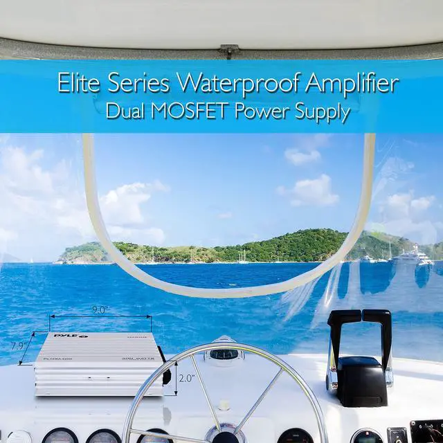 Alt view image 3 of 7 - 4-Channel Marine Amplifier - 400W Elite Hydra Series Water Resistant Amplifier with Dual MOSFET Power Supply, RCA Connectivity with Level Control, LED Indicator, Fuse Protection - PLMRA400.5