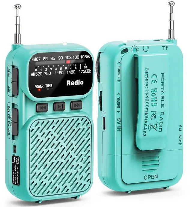 Main image of Portable Radio AM FM, Battery Operated Pocket Radio for Gift, Elder | Best Reception Transistor Small Radios, with Bluetooth/Flashlight/Headphone Jack, USB-C Rechargeable or 3AAA Battery