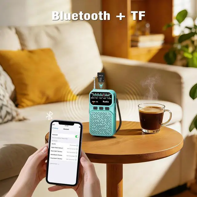 Alt view image 6 of 7 - Portable Radio AM FM, Battery Operated Pocket Radio for Gift, Elder | Best Reception Transistor Small Radios, with Bluetooth/Flashlight/Headphone Jack, USB-C Rechargeable or 3AAA Battery