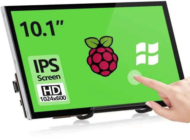 Main image of Raspberry Pi Screen, 10.1 Inch Touchscreen Monitor 1024x600 Small HDMI Monitor w/Stand, IPS LCD Screen Display for Raspberry Pi 5/4/3/2/Zero/B/B+ Jetson Nano Win11/10/8/7, Driver Free
