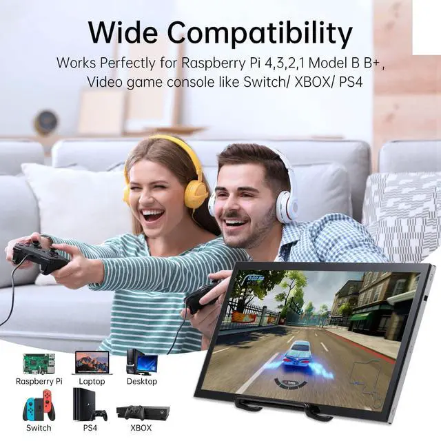 Alt view image 5 of 7 - Raspberry Pi Screen, 10.1 Inch Touchscreen Monitor 1024x600 Small HDMI Monitor w/Stand, IPS LCD Screen Display for Raspberry Pi 5/4/3/2/Zero/B/B+ Jetson Nano Win11/10/8/7, Driver Free
