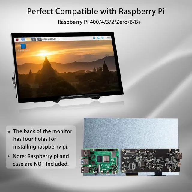 Alt view image 7 of 7 - Raspberry Pi Screen, 10.1 Inch Touchscreen Monitor 1024x600 Small HDMI Monitor w/Stand, IPS LCD Screen Display for Raspberry Pi 5/4/3/2/Zero/B/B+ Jetson Nano Win11/10/8/7, Driver Free