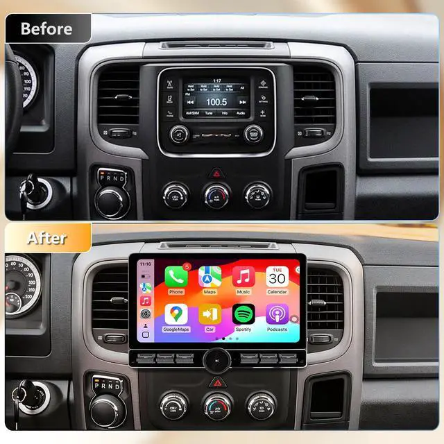 Alt view image 2 of 6 - Android 13 Car Radio for Dodge RAM 1500 2500 3500 2013-2018, 10 Inch Head Unit HD Screen, Wireless CarPlay/Android Auto/QLED/Bluetooth/SWC/GPS/AM/FM/WiFi/HD Backup Camera