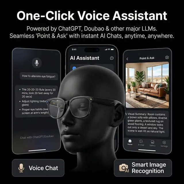 Alt view image 7 of 7 - AI Smart Glasses 1080P Camera Translator Bluetooth Photochromic Lens | Record crisp 1080P HD first-person POV video anytime