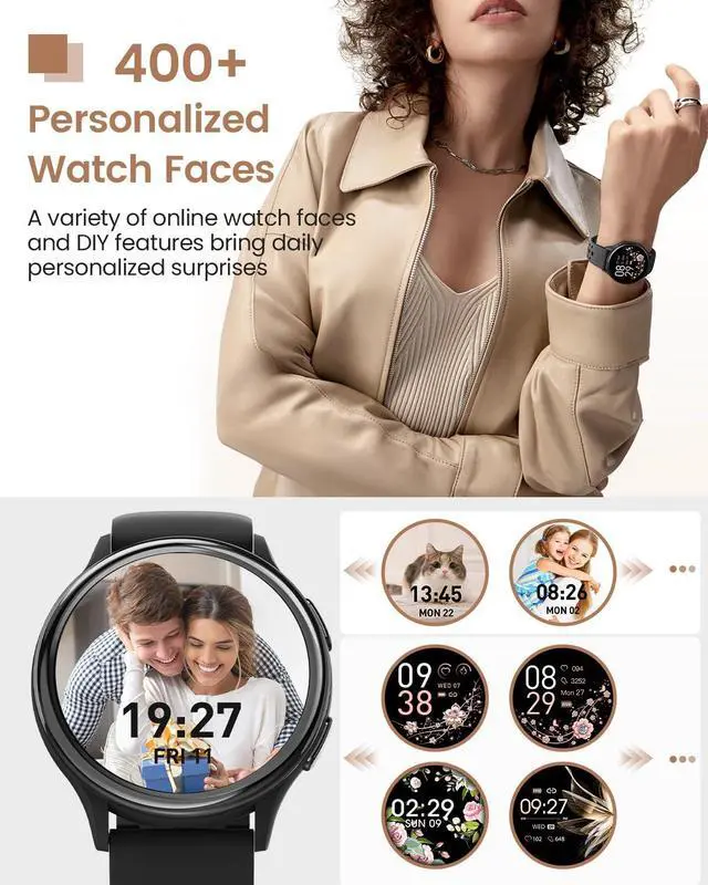 Alt view image 6 of 6 - Smart Watches for Women & Men(Answer/Make Calls), Activity Smart Watch with 24/7 Heart Rate/Sleep Monitor/400+ Watch Face/70+ Sport Modes/IP68 Waterproof Fitness Tracker Smartwatchfor Android & iPhone
