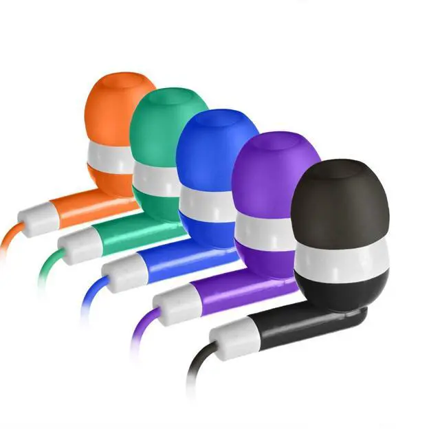 Alt view image 7 of 7 - 100 Pack Bulk Earbuds Headphones Assorted 5 Colors Individually Wrapped Disposable Earphones for Classroom, School, Library, Hospital, Students, Kids - 3.5mm Jack Tangle-Free