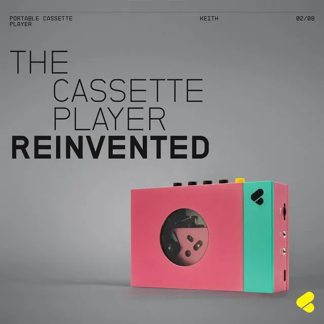 Alt view image 4 of 7 - Portable Cassette Player - Cassette Tape Recorder with Bluetooth Connection Speaker or Headphones, 3.5mm Audio Cable - (Edith, Pink & Green)