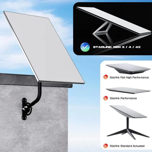 Alt view image 5 of 7 - Starlink Mount Gen 3/4/4X Heavy Duty Adjustable Wall / Roof Mounting Kit for Starlink Standard V3 Dish with Aluminum Pipe Adapter,Eave Mount & Full Installation Kit for Home Use