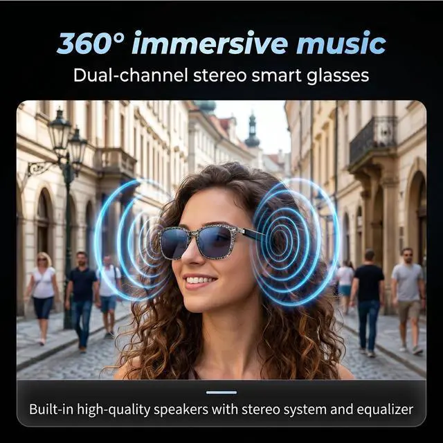 Alt view image 3 of 7 - AI Smart Translation Glasses | 164 Language Voice Translator, Open-Ear Bluetooth with Speakers, Lightweight 170mAh Battery, For Men Women Travel and Work