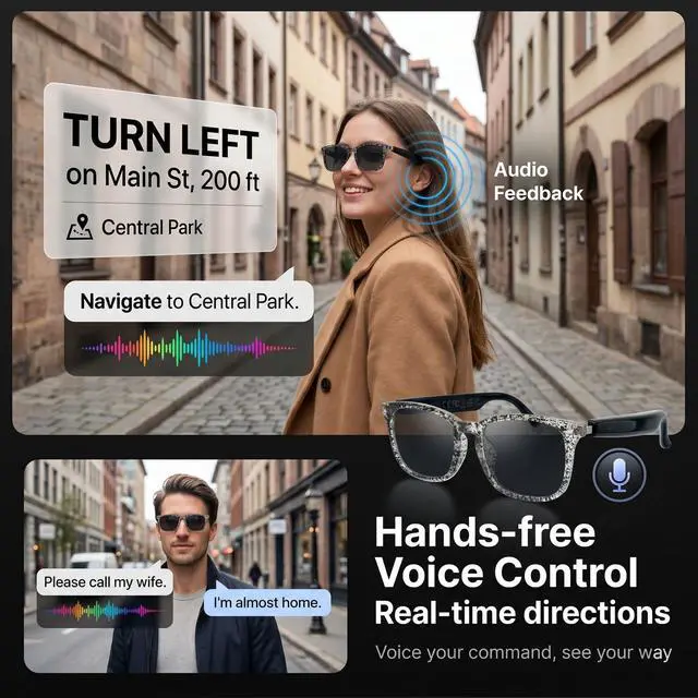 Alt view image 4 of 7 - AI Smart Translation Glasses | 164 Language Voice Translator, Open-Ear Bluetooth with Speakers, Lightweight 170mAh Battery, For Men Women Travel and Work