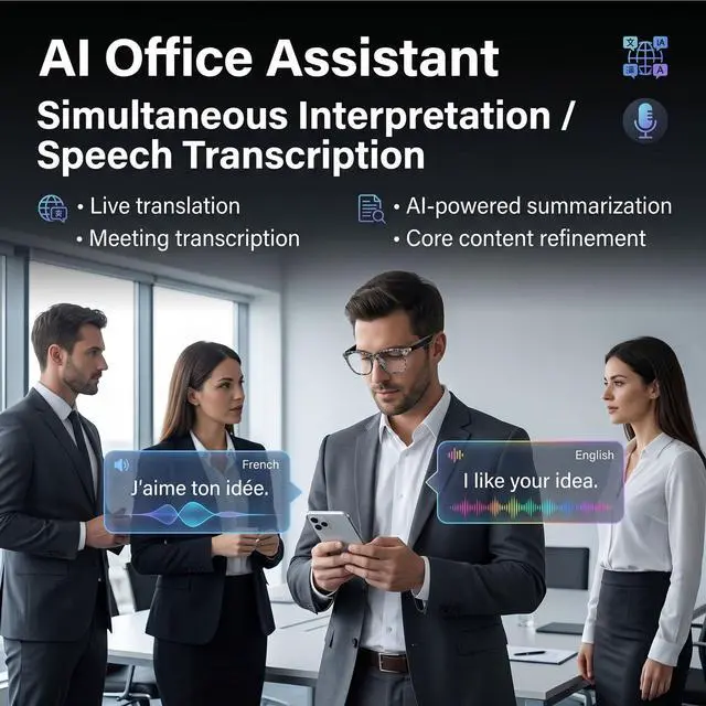 Alt view image 5 of 7 - AI Smart Translation Glasses | 164 Language Voice Translator, Open-Ear Bluetooth with Speakers, Lightweight 170mAh Battery, For Men Women Travel and Work