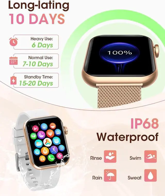 Alt view image 6 of 7 - Smart Watch for Men Women: 1.85'' Smartwatch for Calls/SMS/Notifications, Sleep/Heart Rate/SpO2/Blood Pressure Monitor, 100+ Sports Modes IP68,Fitness Tracker Watch for Android iOS Samsung, 3 Bands
