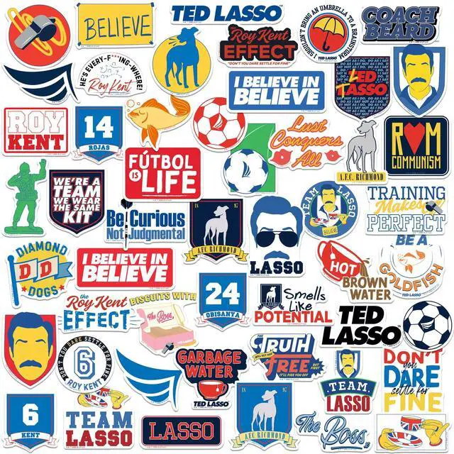 Main image of Ted Lasso 50ct Vinyl L Deluxe Stickers Variety Pack, Tablet, Indoor/Outdoor