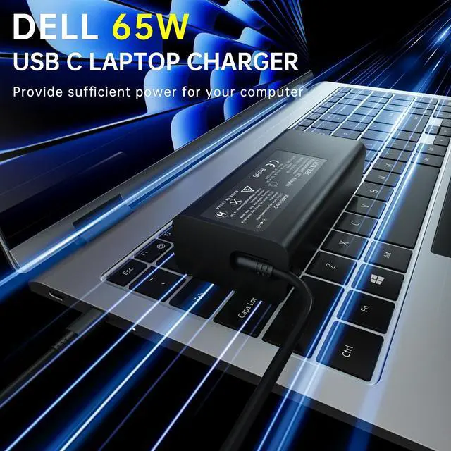Alt view image 7 of 7 - 65W USB-C Laptop Charger Compatible with Dell Latitude 5540 5530 5520 5450 7530 7440 7430 XPS 13 9250 9350 9360 9365 Adapter Power Cord