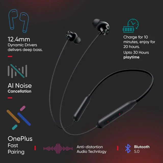 Alt view image 4 of 6 - Bullets Wireless Z2 Bluetooth 5.0 in Ear Earphones, Bombastic Bass 12.4 mm Drivers, 30 Hrs Battery Life (Magico Black)