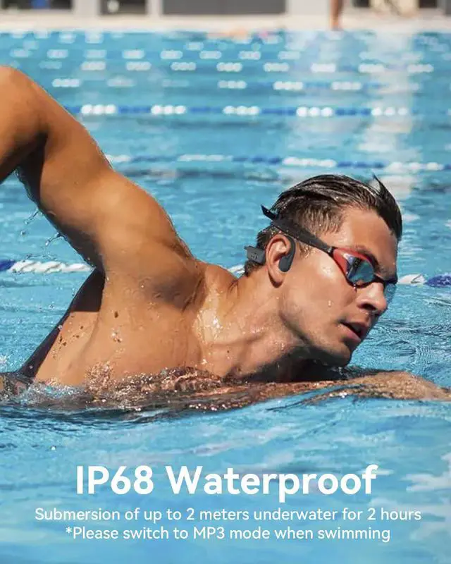 Alt view image 3 of 6 - Swimming Headphones-IP68 Waterproof Headphones | Open Ear Bluetooth Waterproof Earbuds with 32GB Memory Card, IP68 Waterproof Headphones for Swimming,Running