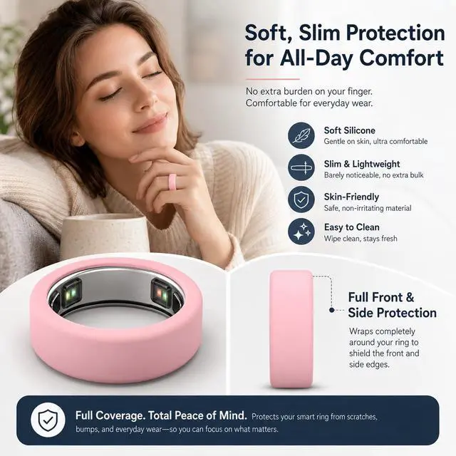 Alt view image 5 of 5 - 10 Pack Ring Covers Compatible with Oura Ring Gen 5, Silicone Ring Protector Set with 10 Colors, Scratch Resistant Protective Cover, Soft Flexible Ring Guard for Women & Men (S)