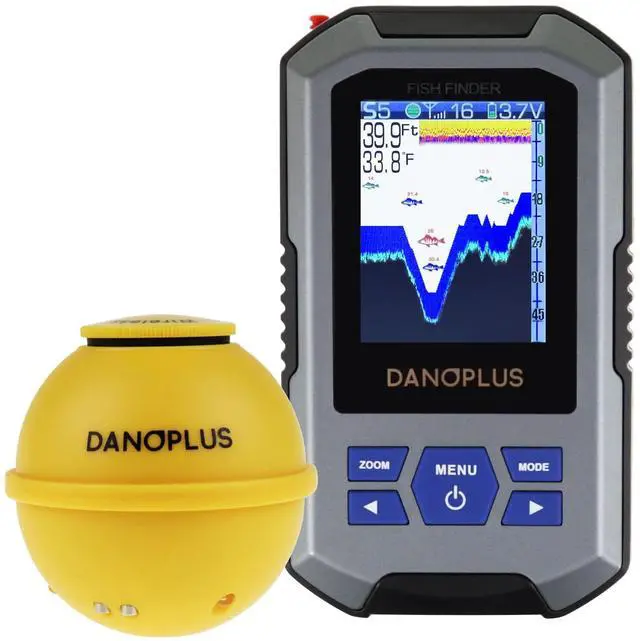 Main image of Portable Fish Finder Large HD Display Wireless Depth Finders for Boats with 147 feet Depth Detection Sensor, Rechargeable Castable Fish Finder Display Fish, Temp