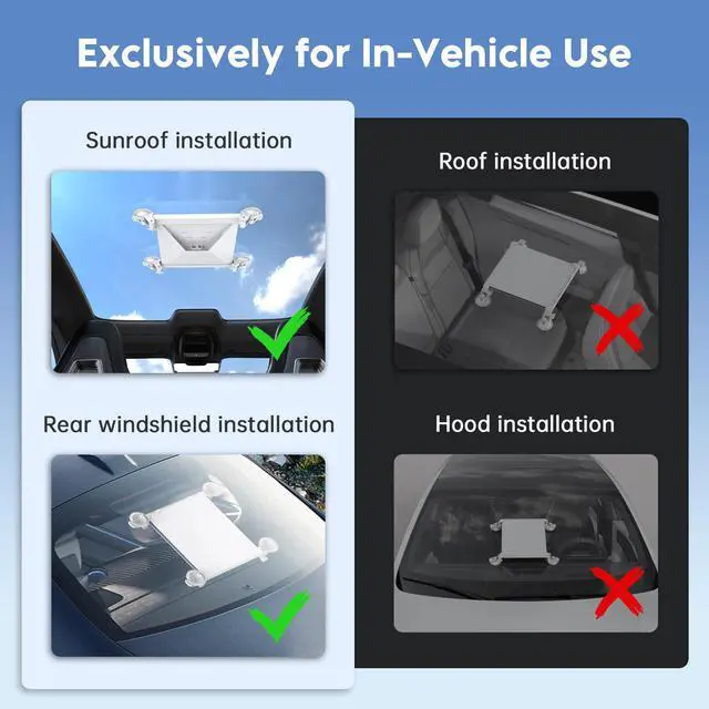 Alt view image 3 of 7 - Suction Cup Mount for Starlink Mini & Mini X, Car Sunroof & Window - Heavy Duty Vibration-Proof Satellite Mounting Kit, Secure Accessories for RV, Truck, Boat & Road Trips White