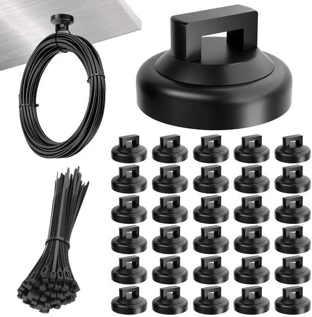 Main image of 130 Pcs Magnetic Cable Zip Tie Mounts(30 Strong Neodymium Magnets & 100 Releasable Nylon Cable Ties)19 mm Multipurpose Wire Holder Management for Electrical Wiring Organization Supplies