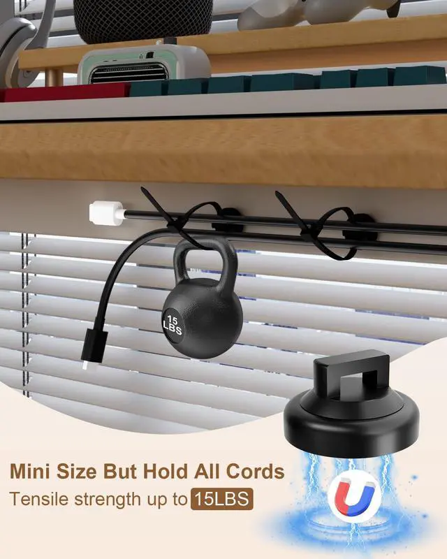 Alt view image 4 of 6 - 130 Pcs Magnetic Cable Zip Tie Mounts(30 Strong Neodymium Magnets & 100 Releasable Nylon Cable Ties)19 mm Multipurpose Wire Holder Management for Electrical Wiring Organization Supplies