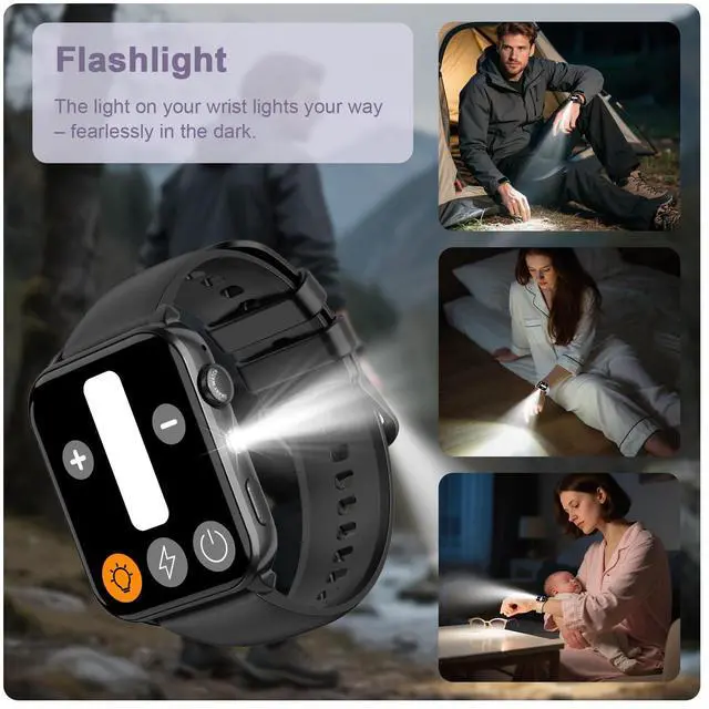 Alt view image 3 of 7 - Smart Watches for Men, 1.91" AMOLED Men's Fitness Watch with 2026 Upgrade LED Flashligh, 7-Day Battery, IP68 Waterproof, 24/7 Heart Rate/Sleep Monitor, 120+ Workout Modes for Android iPhone(2 Bands)